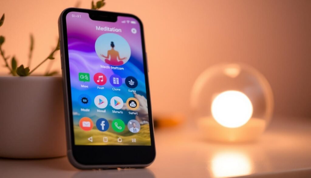 Meditation apps on smartphone